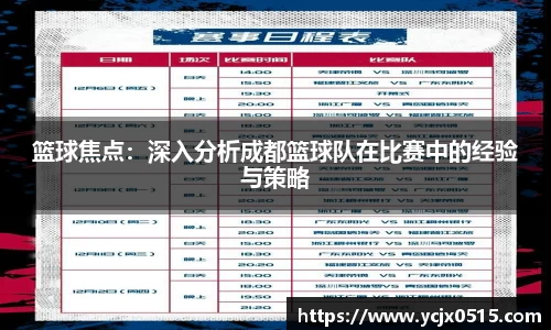 篮球焦点：深入分析成都篮球队在比赛中的经验与策略