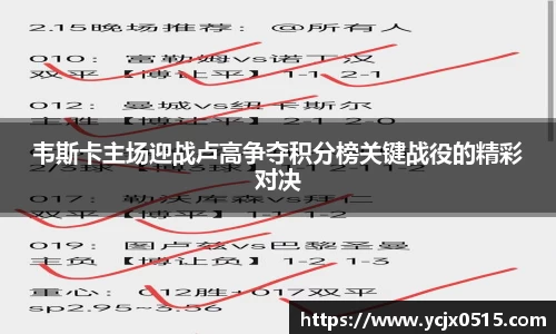 韦斯卡主场迎战卢高争夺积分榜关键战役的精彩对决